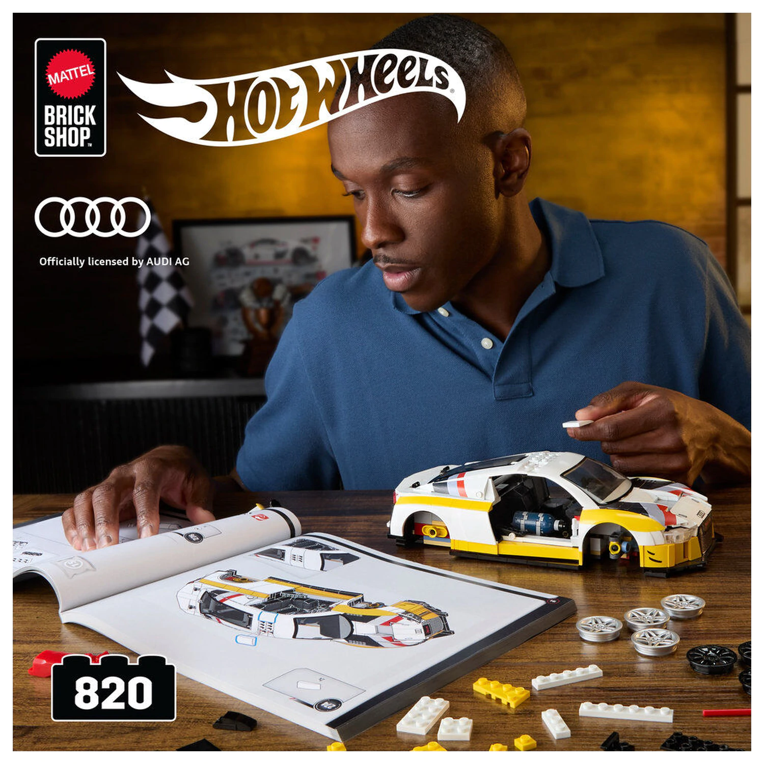 Hot Wheels Elite Mattel Brick Shop građevinski set 1/16 '15 Audi R8 LMS fotografija proizvoda