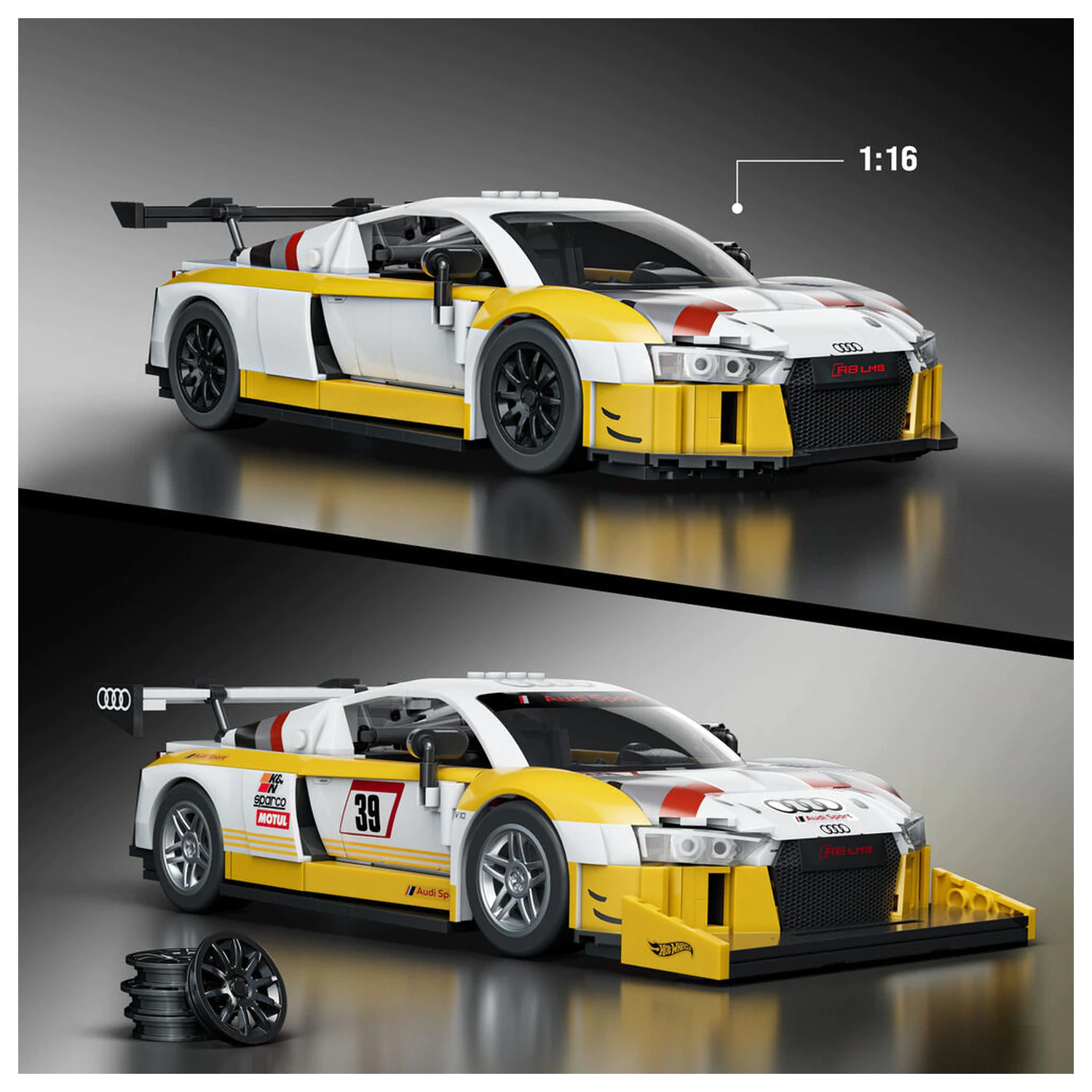 Hot Wheels Elite Mattel Brick Shop građevinski set 1/16 '15 Audi R8 LMS fotografija proizvoda