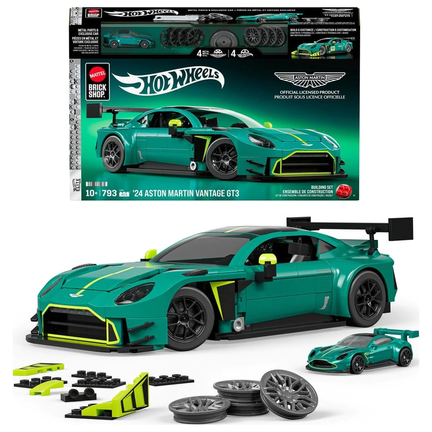 Hot Wheels Elite Mattel Brick Shop građevinski set 1/16 '24 Aston Martin Vantage GT3 fotografija proizvoda