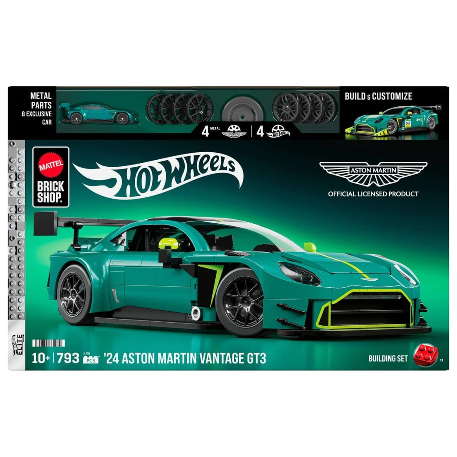 Hot Wheels Elite Mattel Brick Shop građevinski set 1/16 '24 Aston Martin Vantage GT3 fotografija proizvoda