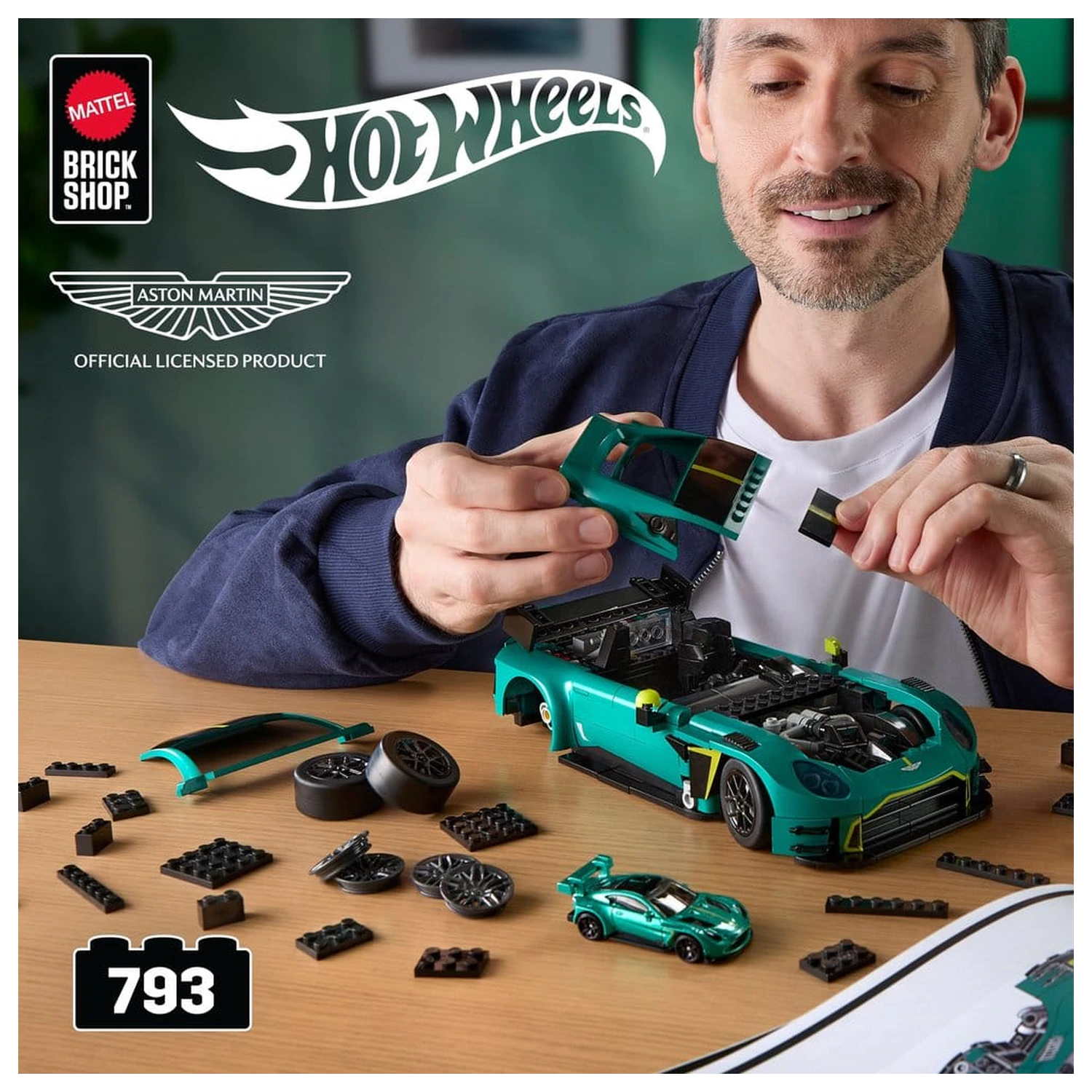 Hot Wheels Elite Mattel Brick Shop građevinski set 1/16 '24 Aston Martin Vantage GT3 fotografija proizvoda