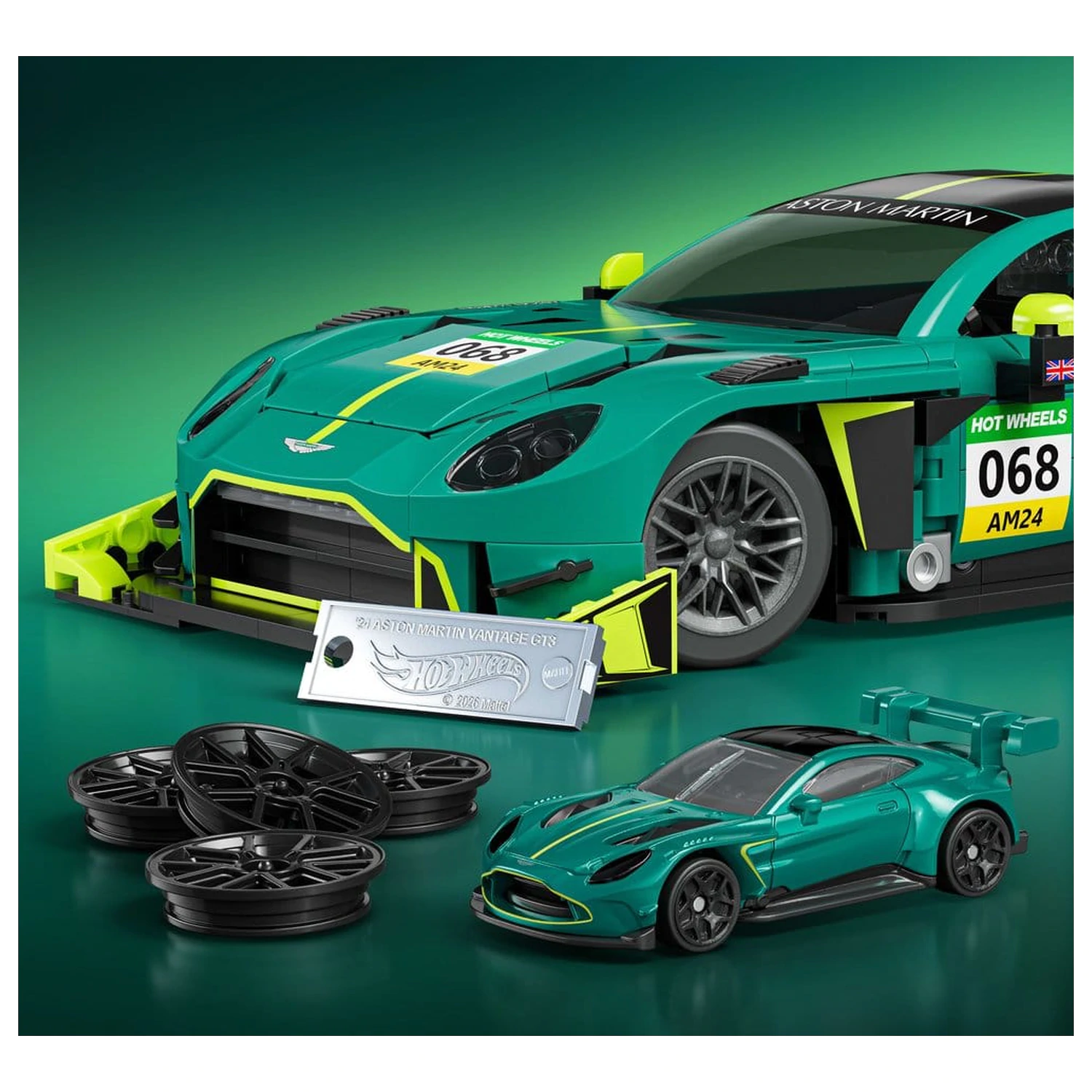 Hot Wheels Elite Mattel Brick Shop građevinski set 1/16 '24 Aston Martin Vantage GT3 fotografija proizvoda