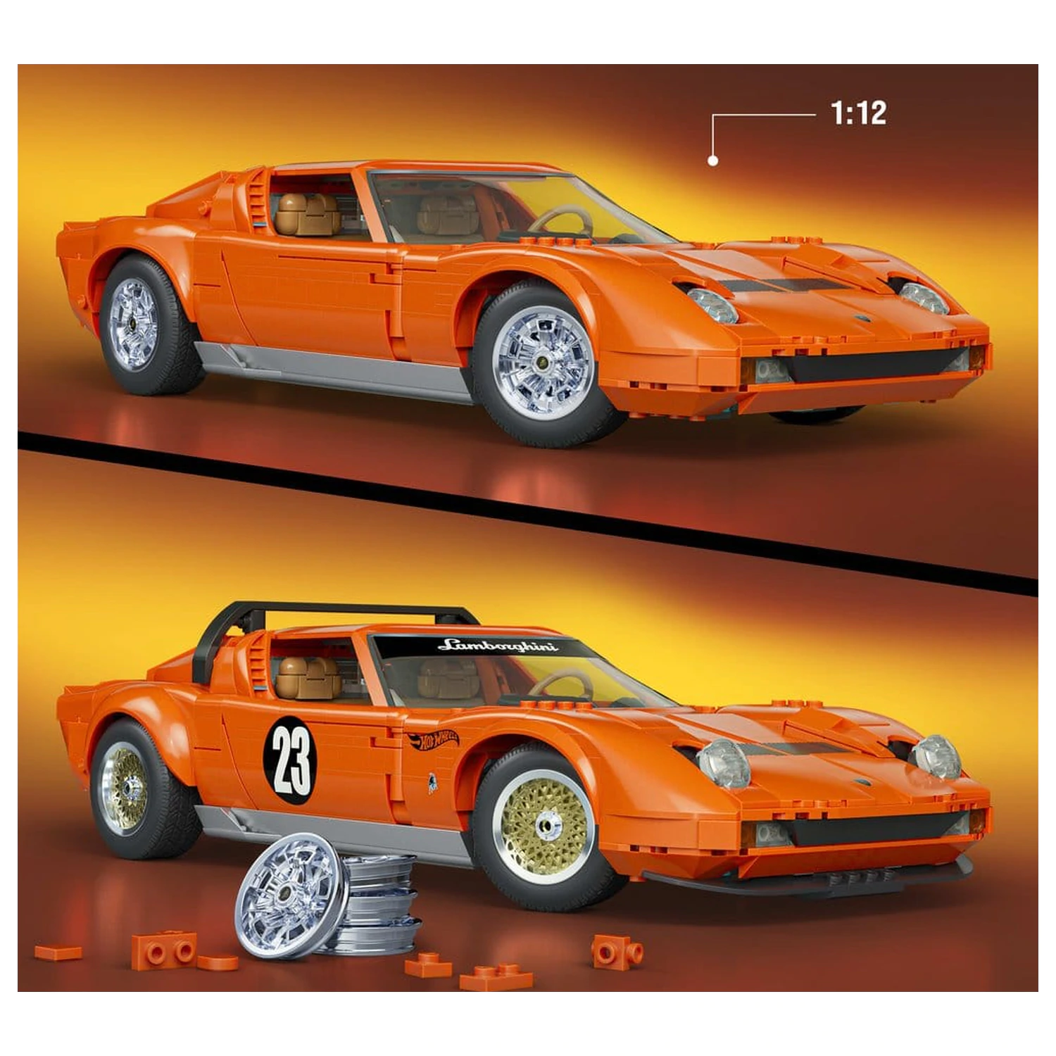 Hot Wheels Premium Mattel Brick Shop građevinski set 1/12 Lamborghini Miura P400 SV fotografija proizvoda