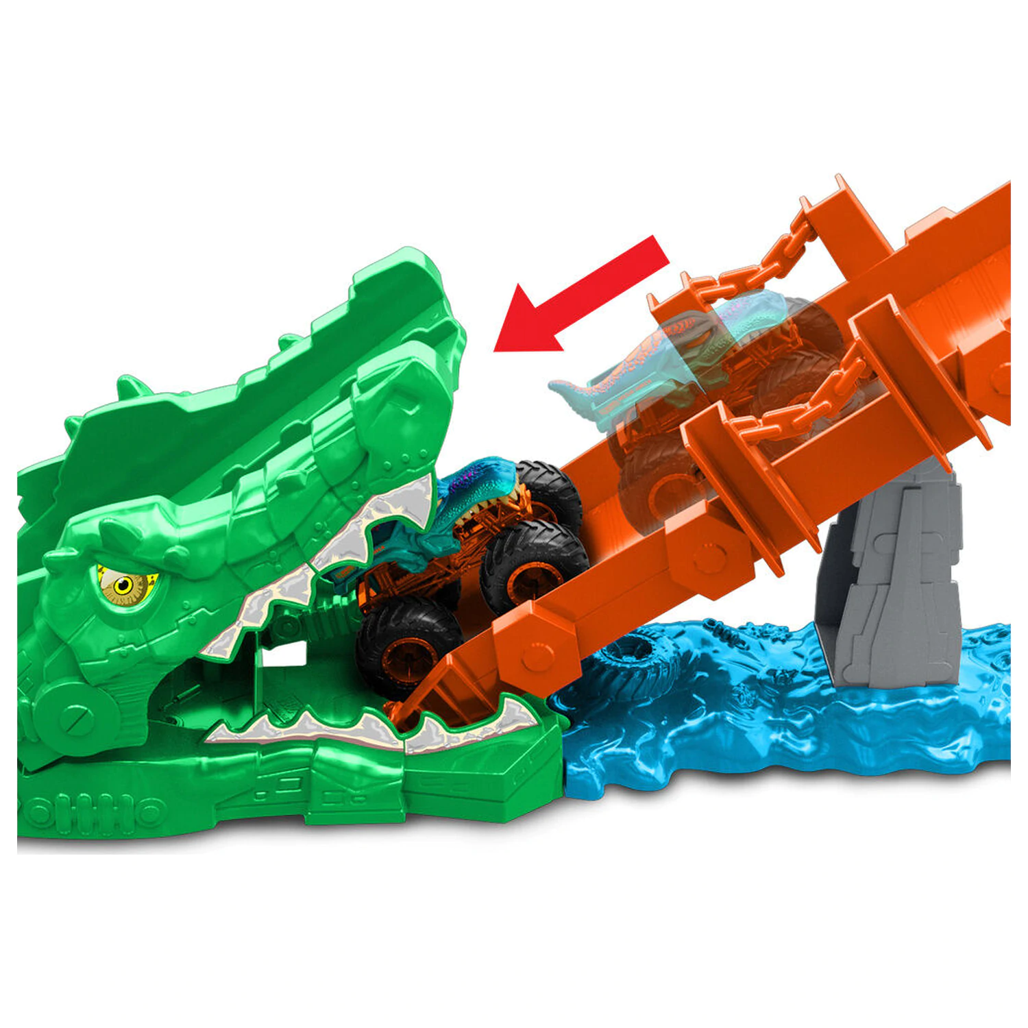 Hot Wheels Monster Trucks Cocodrile Crash Challenge set za igru fotografija proizvoda
