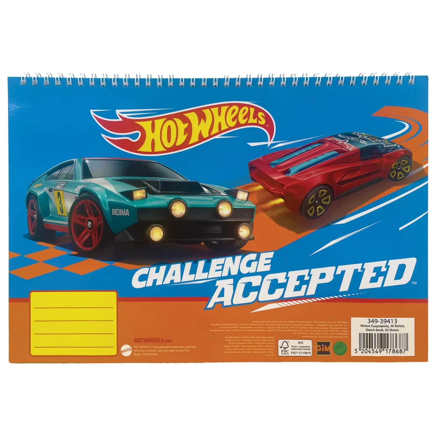 Hot Wheels Runner A/4 Spiralna bilježnica za skiciranje, 30 listova fotografija proizvoda