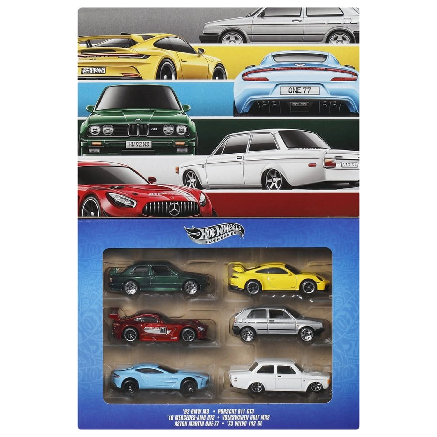 Hot Wheels Silver Series Die-Cast Vozila 6-Pack 1/64 Euro Style fotografija proizvoda