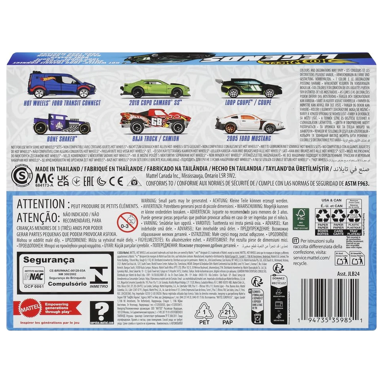 Hot Wheels Silver Series Die-Cast Vozilo Paket od 6 komada 1/64 Legends fotografija proizvoda