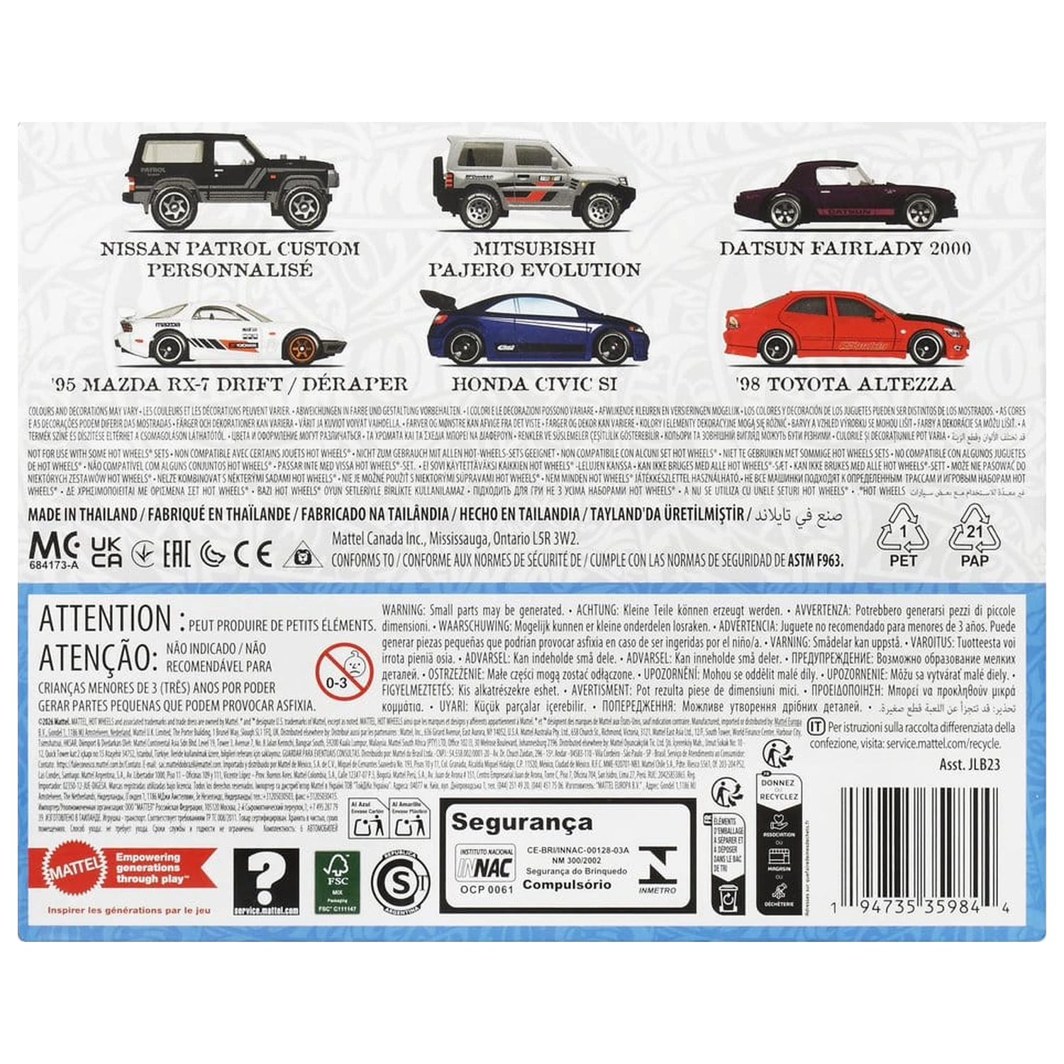 Hot Wheels Silver Series lijevani komplet vozila od 6 komada 1/64 Streets of Japan fotografija proizvoda