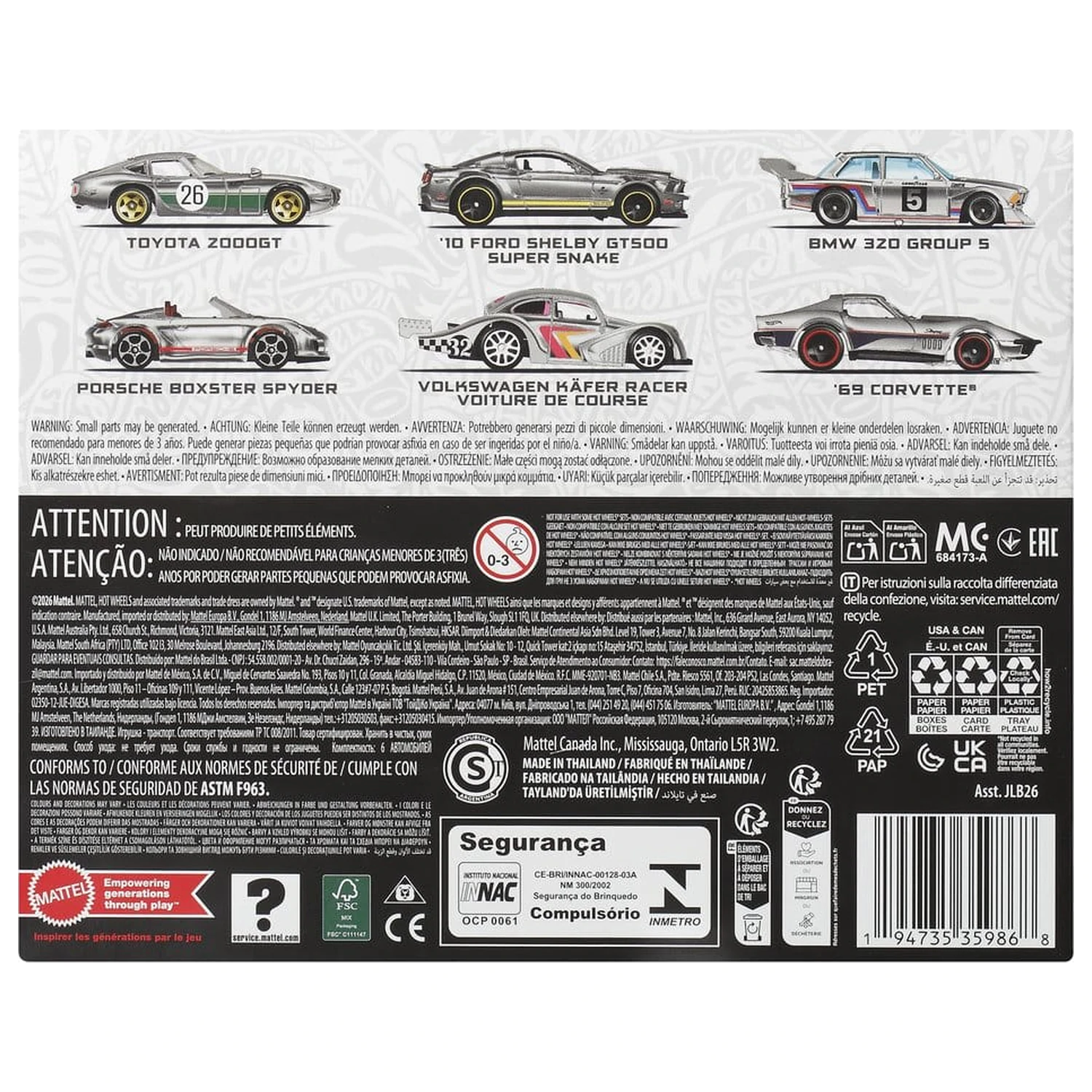 Hot Wheels Silver Series Die-Cast vozilo paket od 6 komada 1/64 ZAMAC fotografija proizvoda