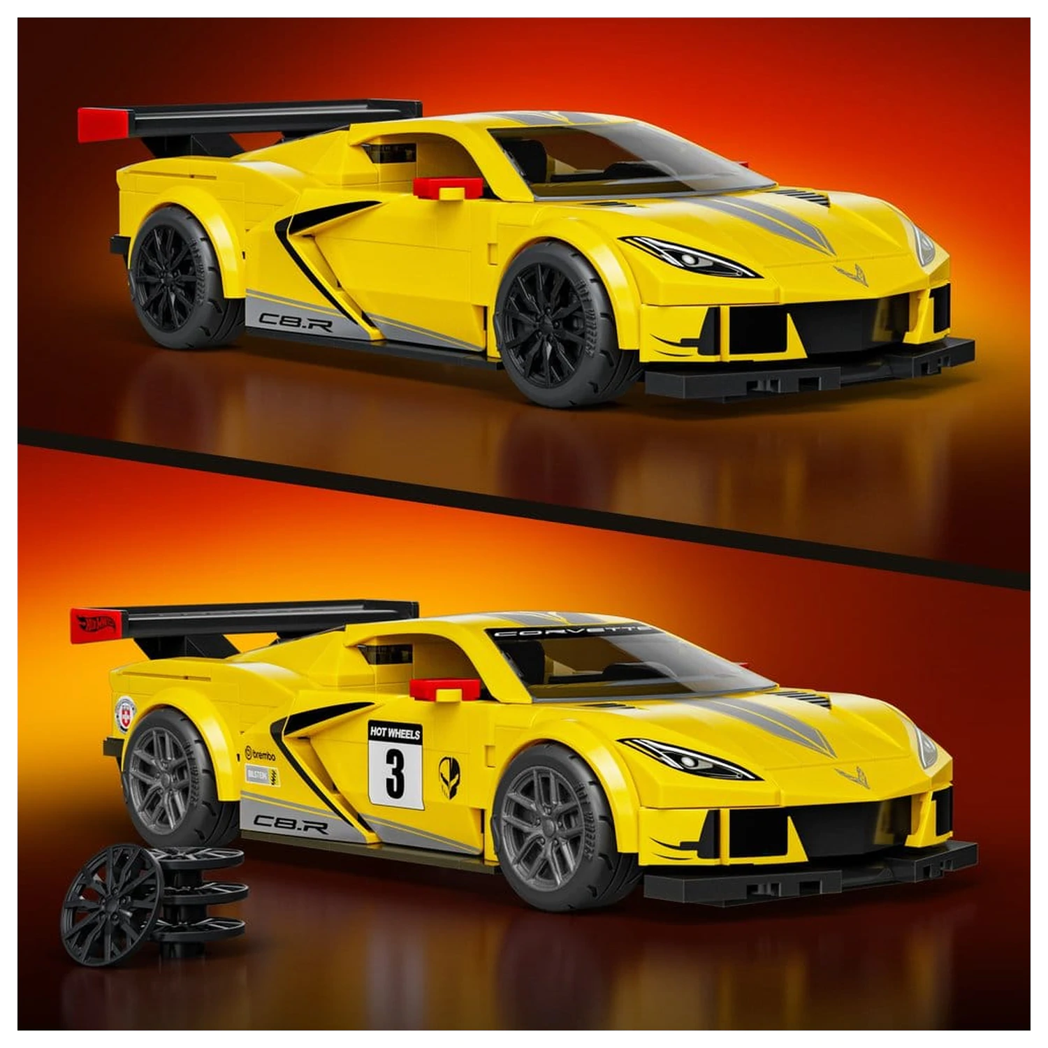 Hot Wheels Speed Mattel Brick Shop građevinski set 1/32 '20 Corvette C8.R fotografija proizvoda