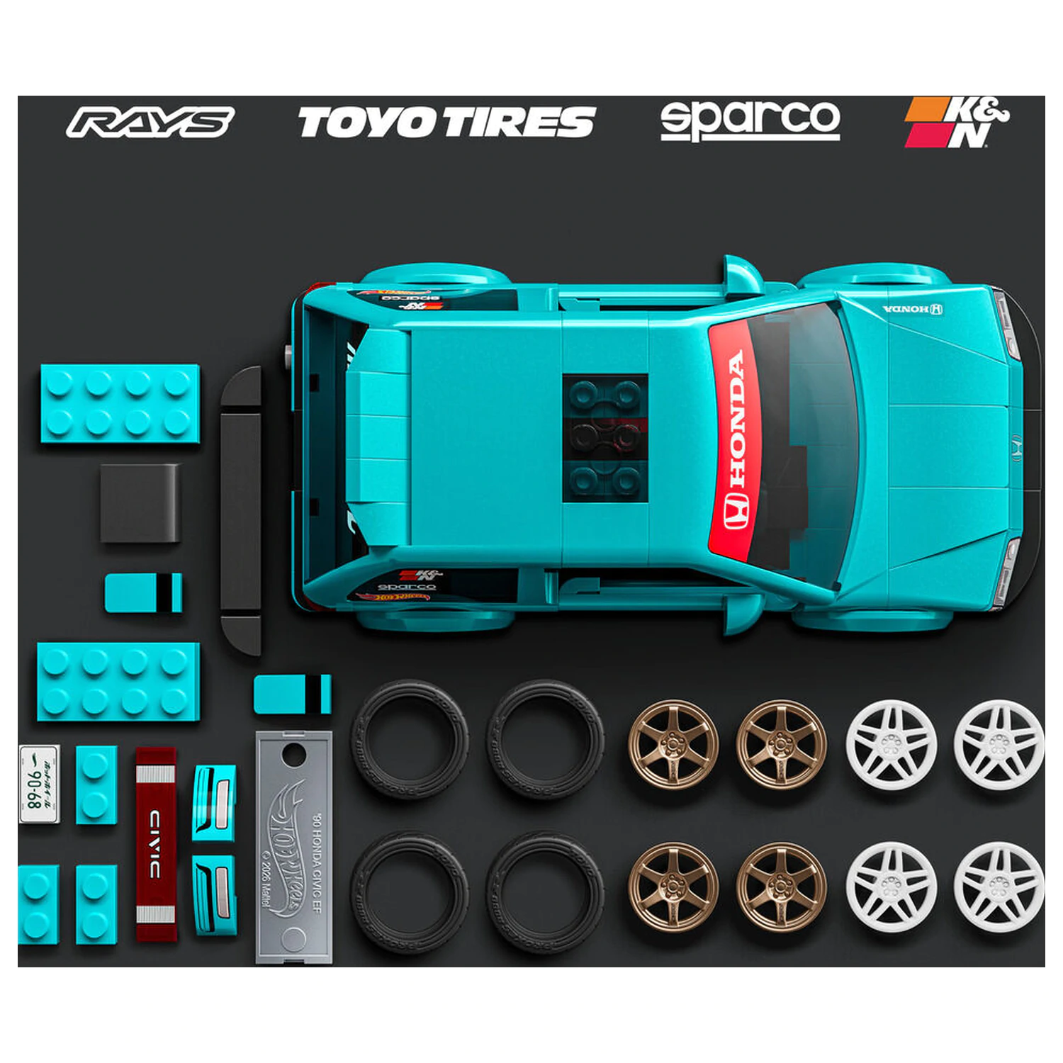Hot Wheels Speed Series Mattel Brick Shop građevinski set 1/32 Custom ’90 Honda Civic EF fotografija proizvoda
