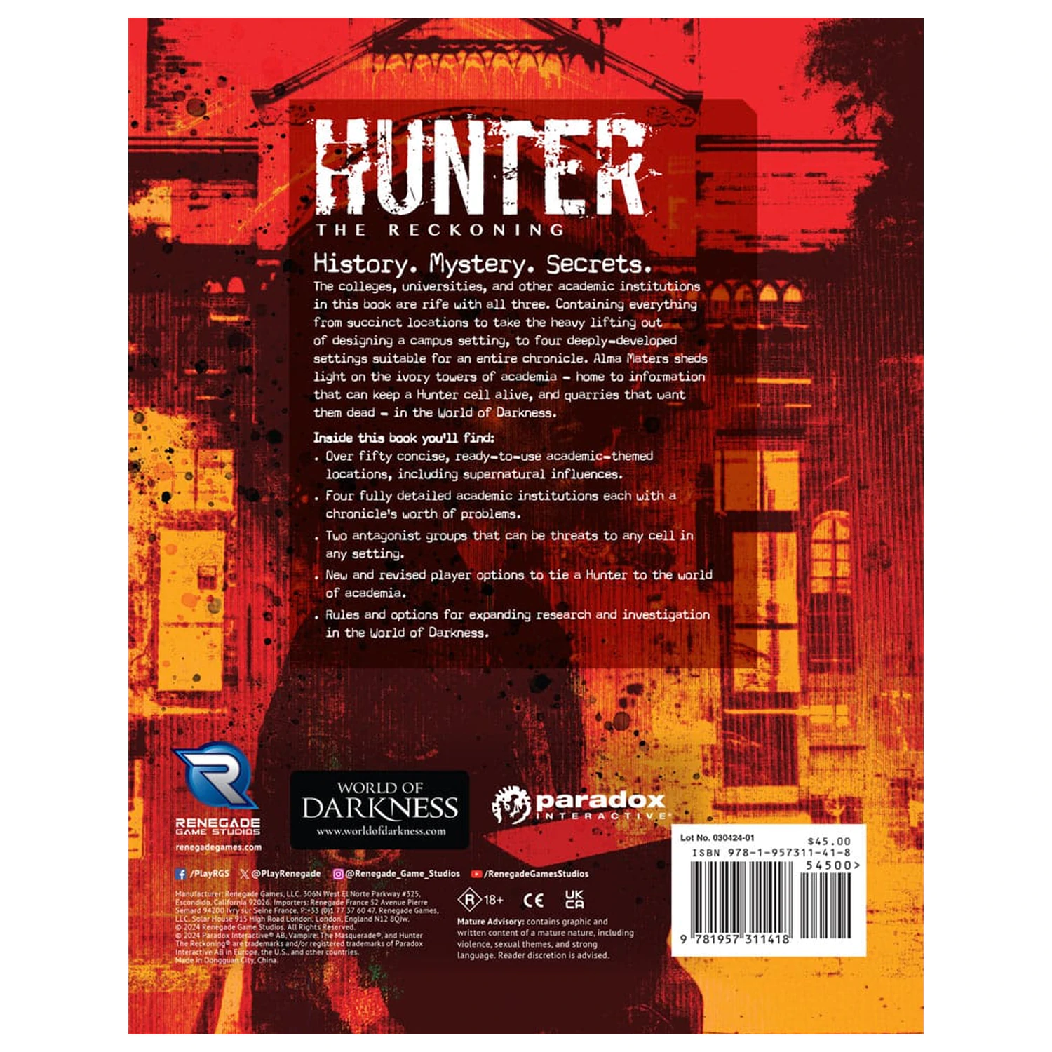 Hunter: The Reckoning 5th Edition RPG knjiga Alma Maters Sourcebook *Engleska verzija* fotografija proizvoda
