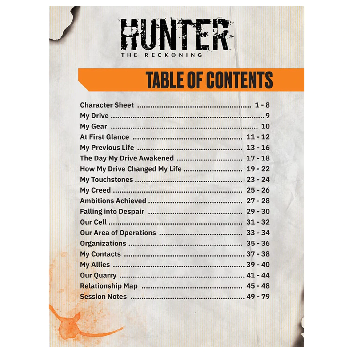 Hunter: The Reckoning 5th Edition RPG bilježnica prošireni listovi likova bilježnica *Engleska verzija* fotografija proizvoda