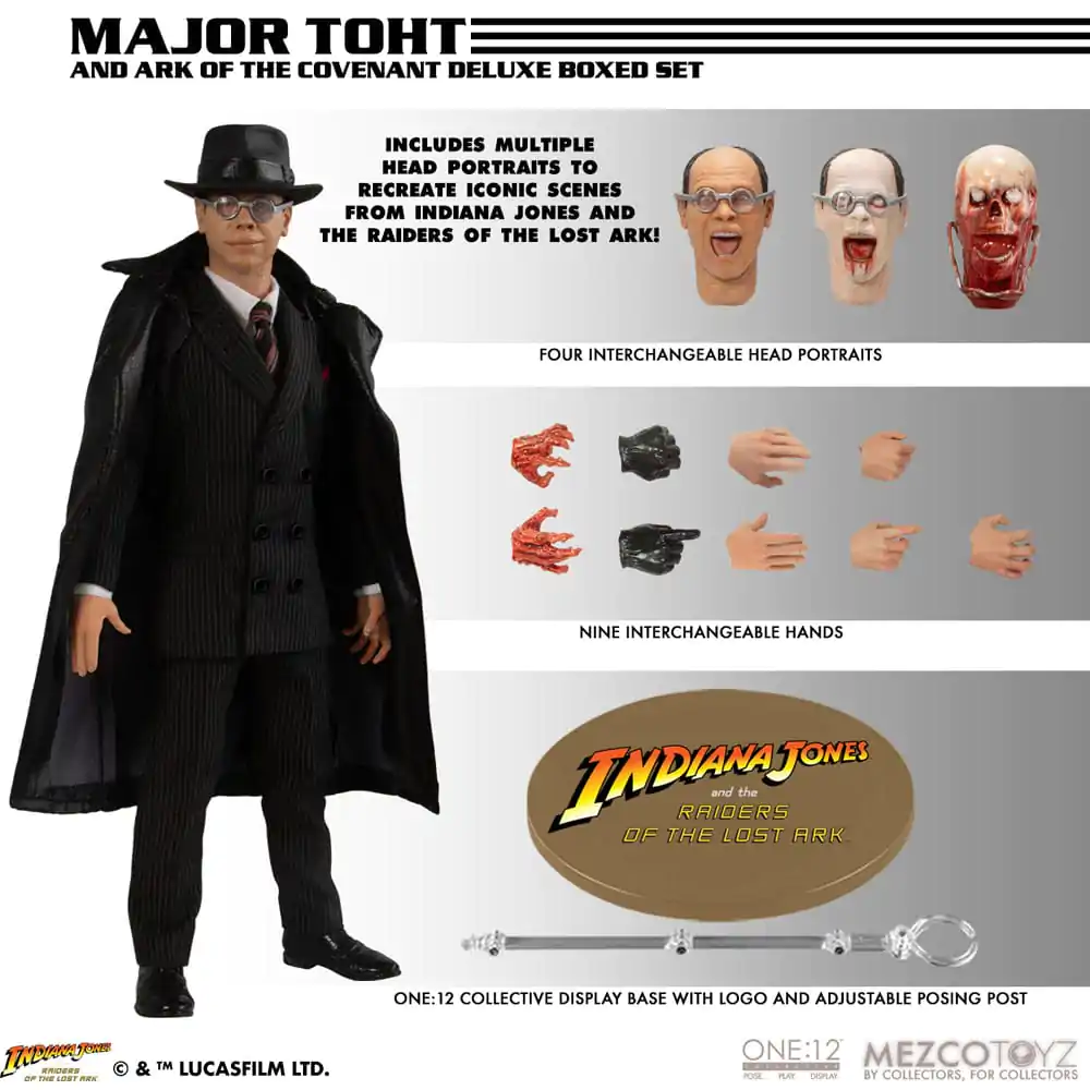 Indiana Jones Action Figure 1/12 Major Toht and Ark of the Covenant Deluxe Boxed Set 16 cm Figura fotografija proizvoda