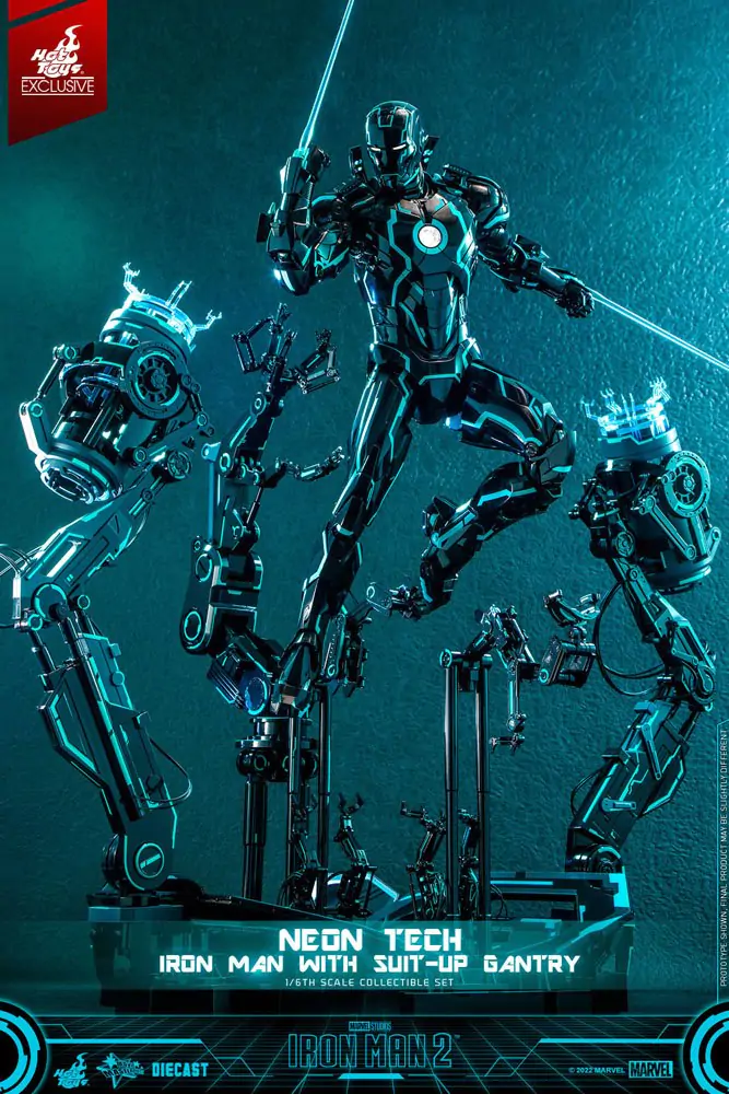 Iron Man 2 akcijska figura 1/6 Neon Tech Iron Man s Suit-Up portalnom dizalicom 32 cm fotografija proizvoda