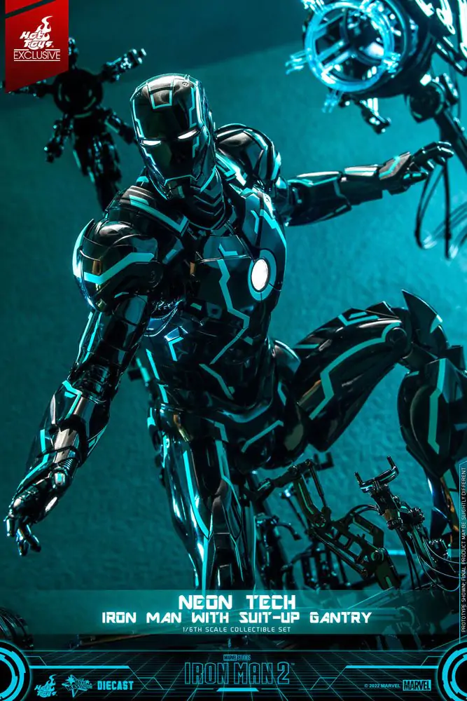 Iron Man 2 akcijska figura 1/6 Neon Tech Iron Man s Suit-Up portalnom dizalicom 32 cm fotografija proizvoda