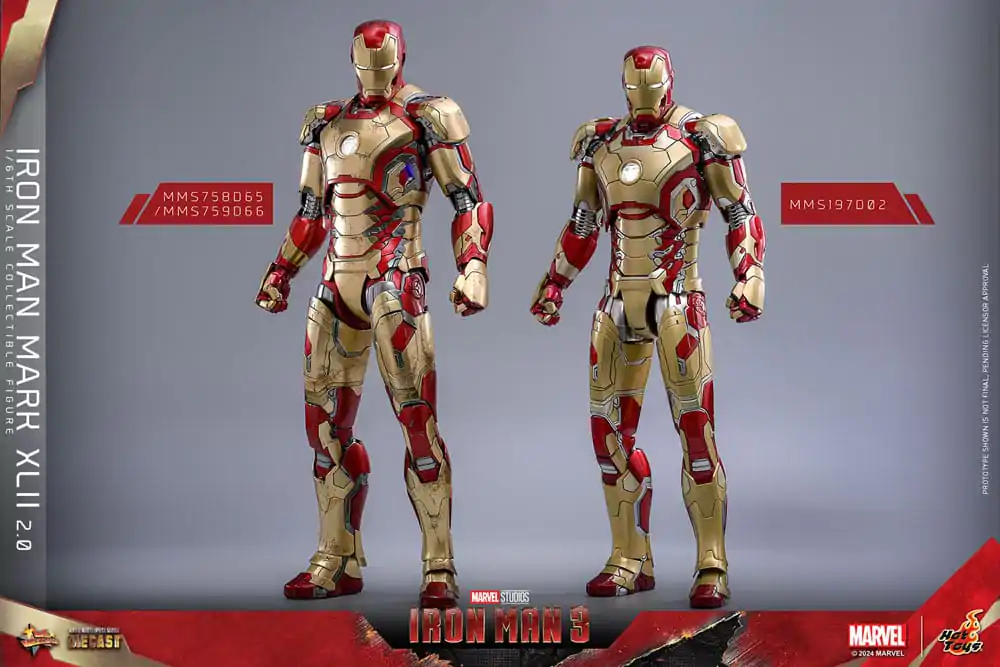 Iron Man 3 Movie Masterpiece Diecast akcijska figura 1/6 Iron Man Mark XLII (2.0) 32 cm fotografija proizvoda