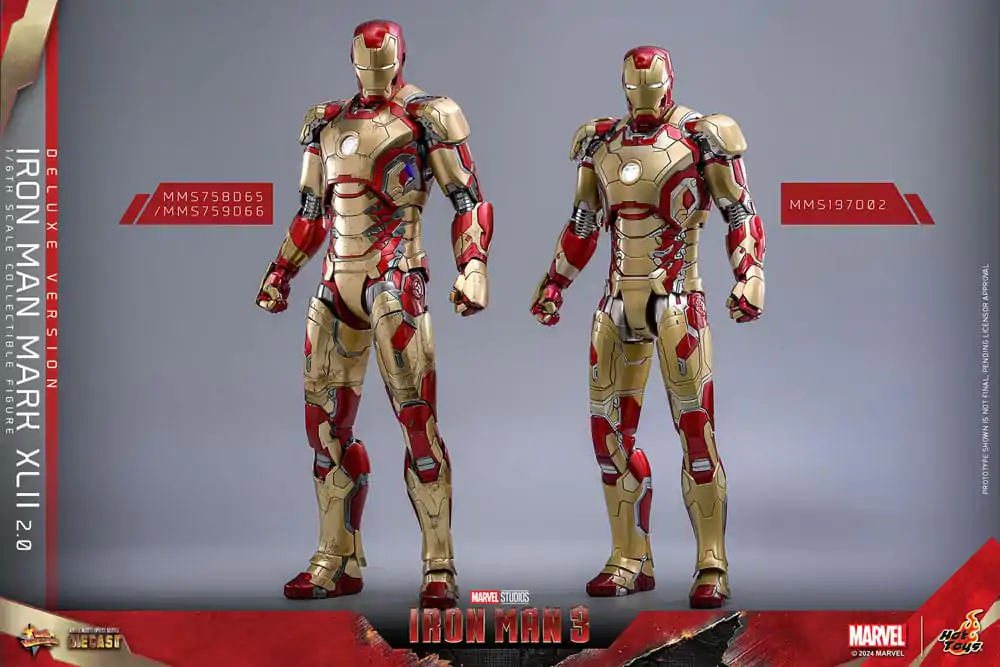 Iron Man 3 Movie Masterpiece Diecast akcijska figura 1/6 Iron Man Mark XLII (2.0) Deluxe 32 cm fotografija proizvoda