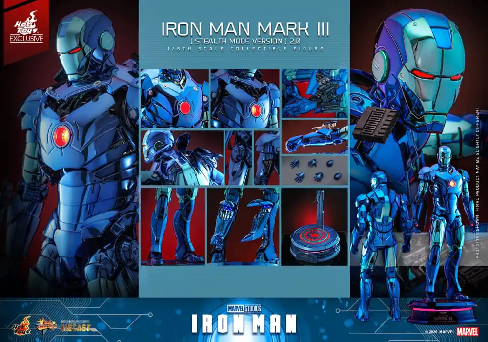 Iron Man Movie Masterpiece Lijevana akcijska figura 1/6 Iron Man Mark III (Stealth Mode Ver.) 2.0 Hot Toys Exclusive 33 cm fotografija proizvoda