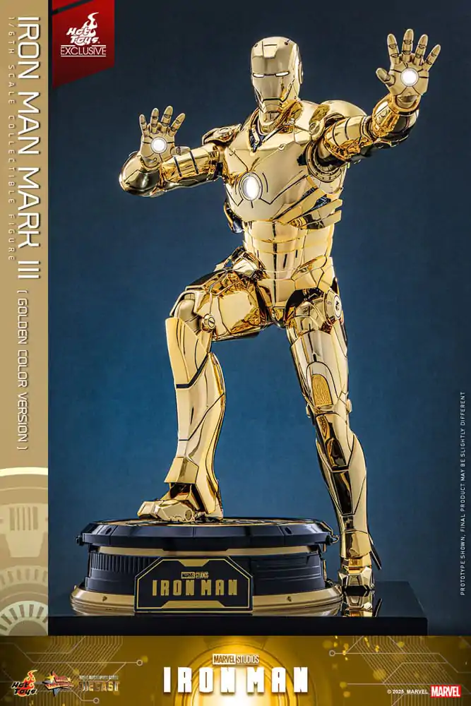 Iron Man Movie Masterpiece Diecast akcijska figura 1/6 Iron Man Mark III (Gold Color Version) Hot Toys Exclusive 33 cm fotografija proizvoda