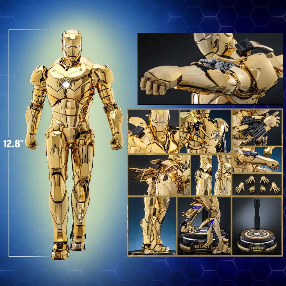 Iron Man Movie Masterpiece Diecast akcijska figura 1/6 Iron Man Mark III (Gold Color Version) Hot Toys Exclusive 33 cm fotografija proizvoda