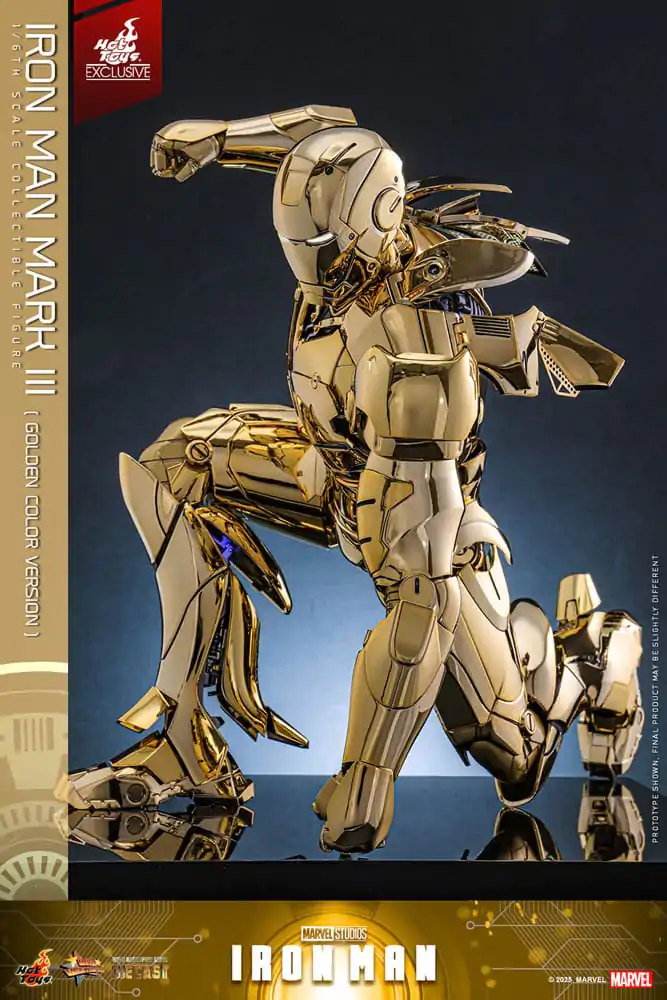 Iron Man Movie Masterpiece Diecast akcijska figura 1/6 Iron Man Mark III (Gold Color Version) Hot Toys Exclusive 33 cm fotografija proizvoda