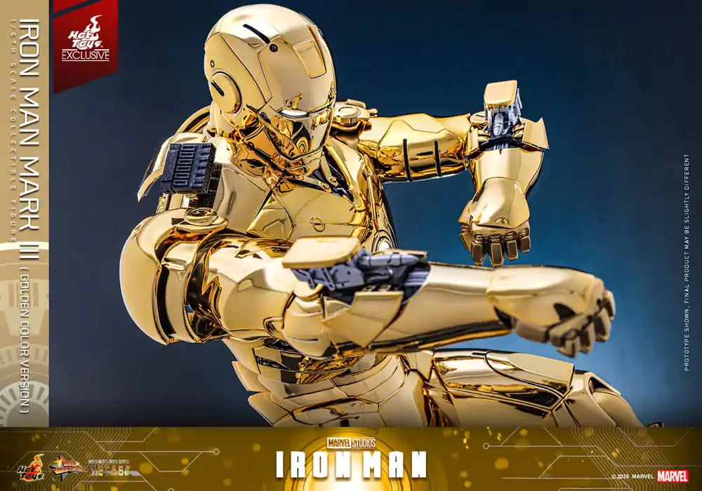 Iron Man Movie Masterpiece Diecast akcijska figura 1/6 Iron Man Mark III (Gold Color Version) Hot Toys Exclusive 33 cm fotografija proizvoda