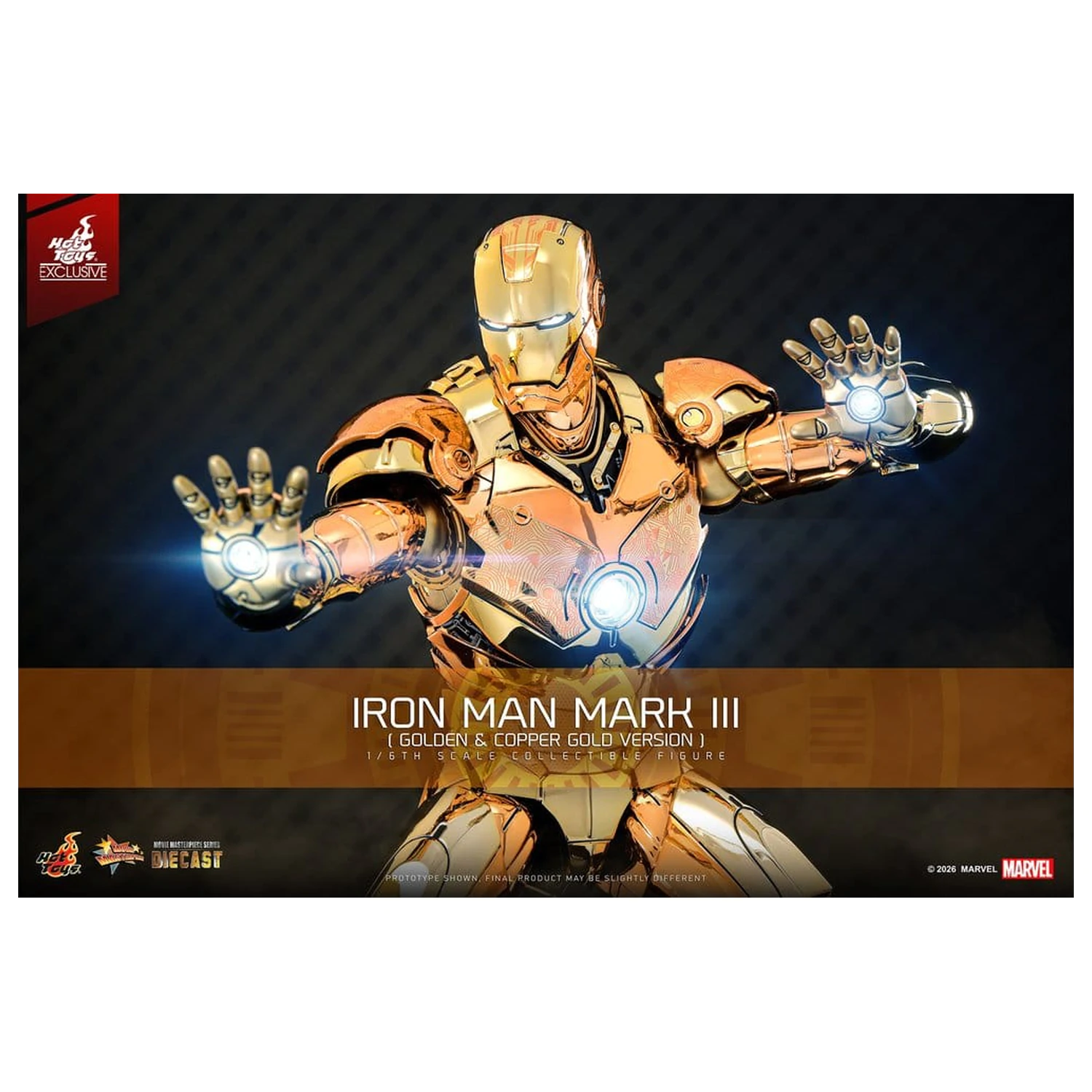 Iron Man Movie Masterpiece Diecast Action Figure 1/6 Iron Man Mark III (Golden & Copper Gold Version) Hot Toys Exclusive 33 cm fotografija proizvoda