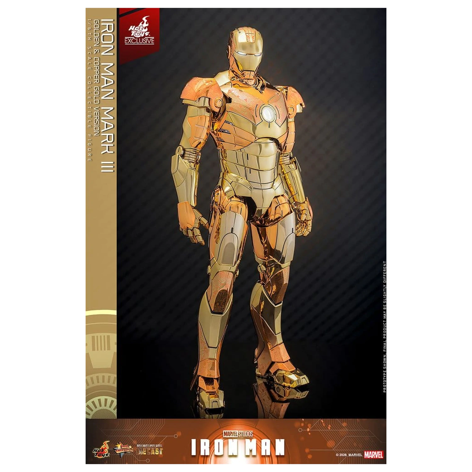 Iron Man Movie Masterpiece Diecast Action Figure 1/6 Iron Man Mark III (Golden & Copper Gold Version) Hot Toys Exclusive 33 cm fotografija proizvoda
