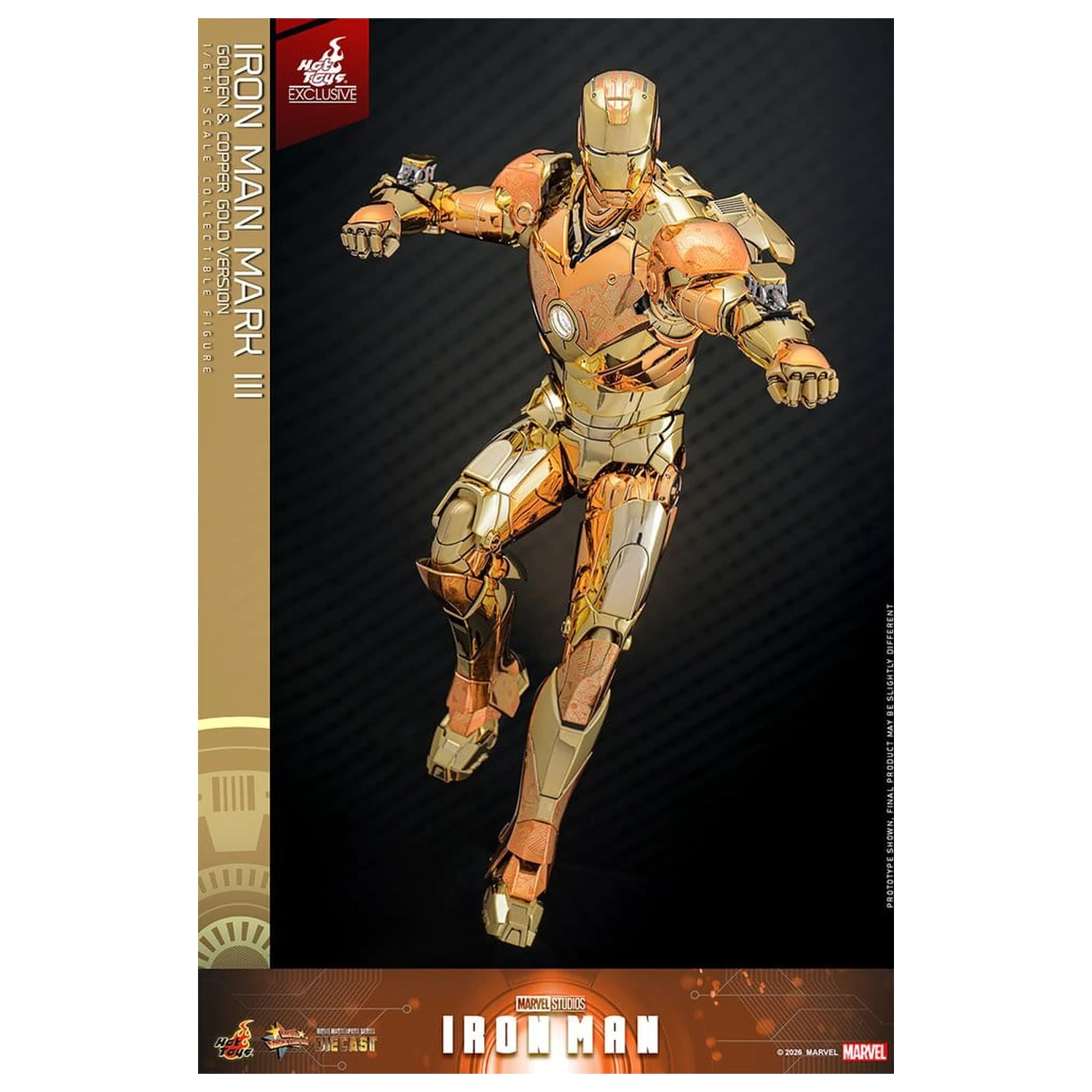 Iron Man Movie Masterpiece Diecast Action Figure 1/6 Iron Man Mark III (Golden & Copper Gold Version) Hot Toys Exclusive 33 cm fotografija proizvoda