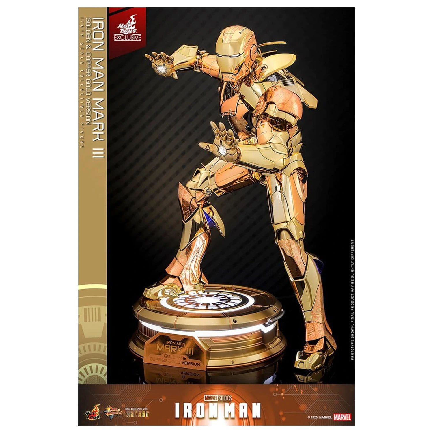 Iron Man Movie Masterpiece Diecast Action Figure 1/6 Iron Man Mark III (Golden & Copper Gold Version) Hot Toys Exclusive 33 cm fotografija proizvoda