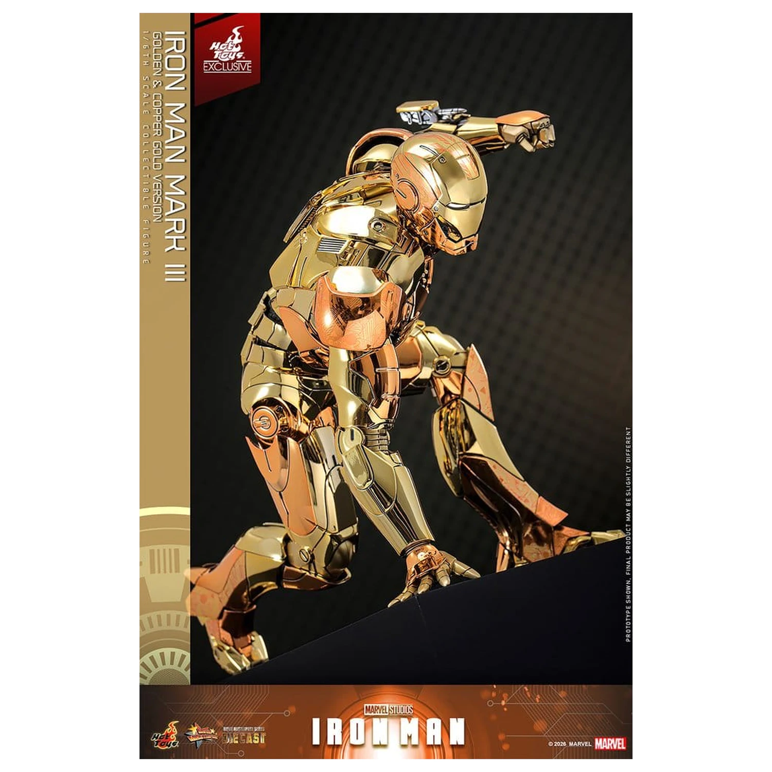 Iron Man Movie Masterpiece Diecast Action Figure 1/6 Iron Man Mark III (Golden & Copper Gold Version) Hot Toys Exclusive 33 cm fotografija proizvoda
