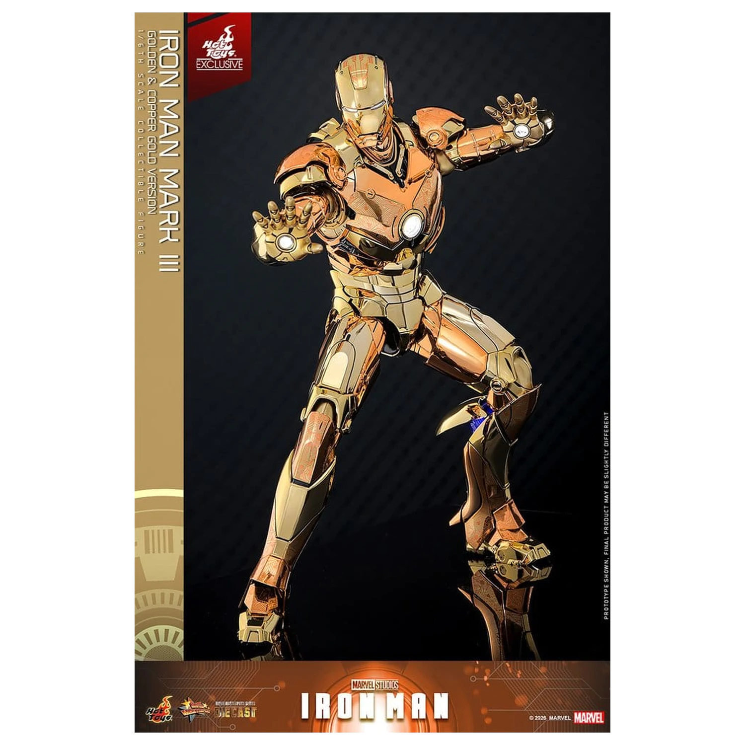 Iron Man Movie Masterpiece Diecast Action Figure 1/6 Iron Man Mark III (Golden & Copper Gold Version) Hot Toys Exclusive 33 cm fotografija proizvoda