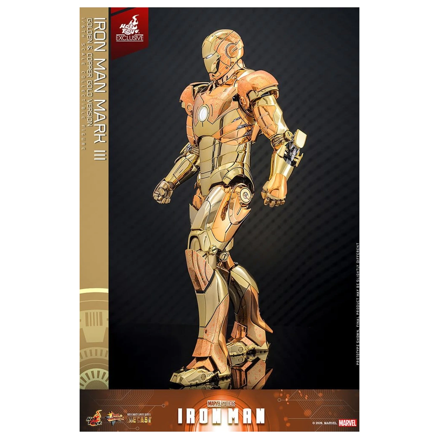 Iron Man Movie Masterpiece Diecast Action Figure 1/6 Iron Man Mark III (Golden & Copper Gold Version) Hot Toys Exclusive 33 cm fotografija proizvoda