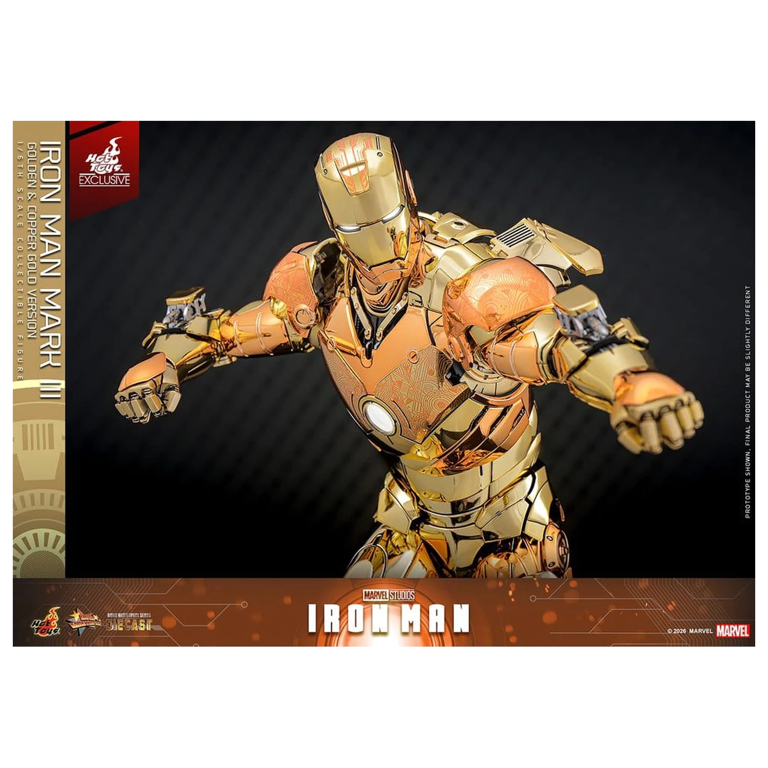 Iron Man Movie Masterpiece Diecast Action Figure 1/6 Iron Man Mark III (Golden & Copper Gold Version) Hot Toys Exclusive 33 cm fotografija proizvoda