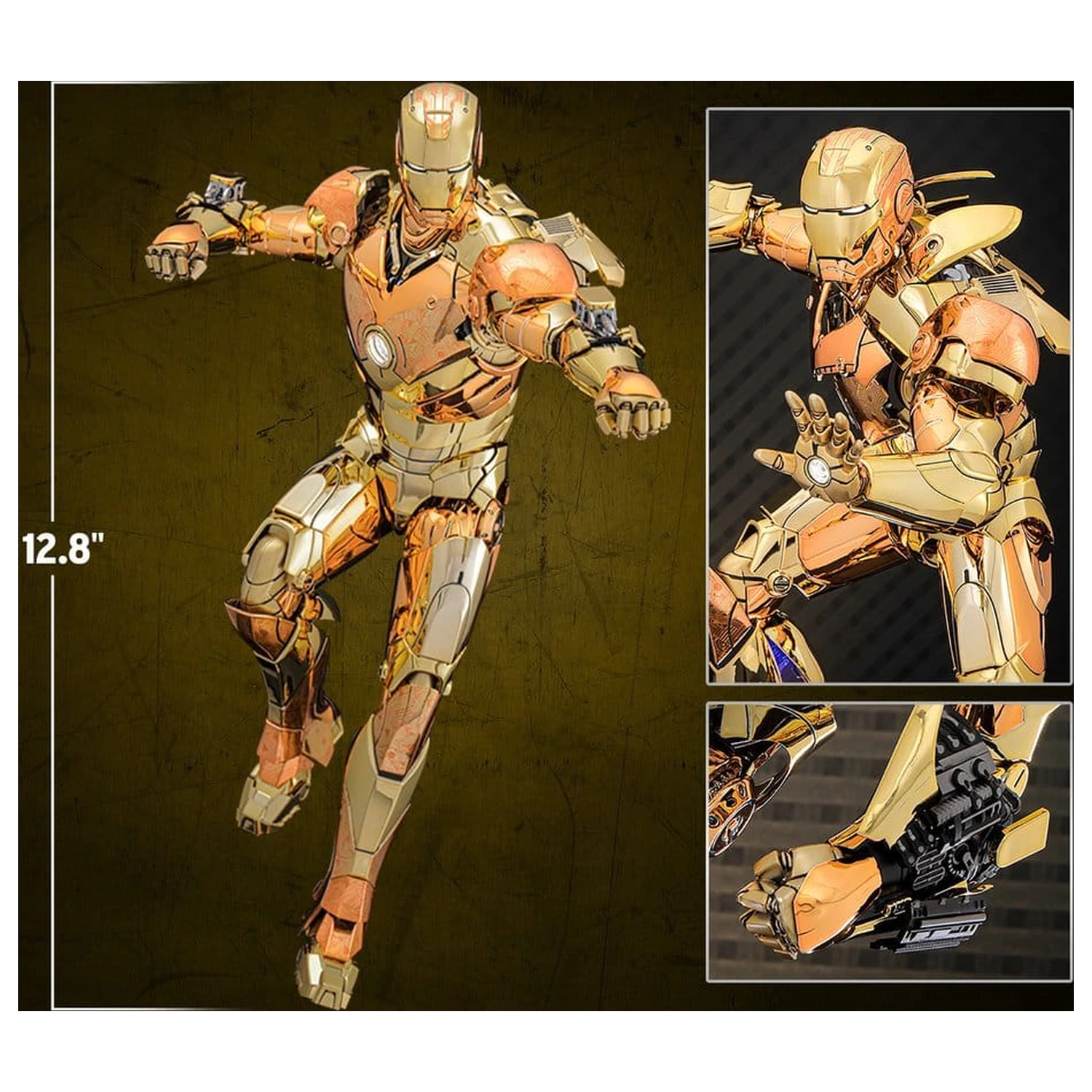 Iron Man Movie Masterpiece Diecast Action Figure 1/6 Iron Man Mark III (Golden & Copper Gold Version) Hot Toys Exclusive 33 cm fotografija proizvoda