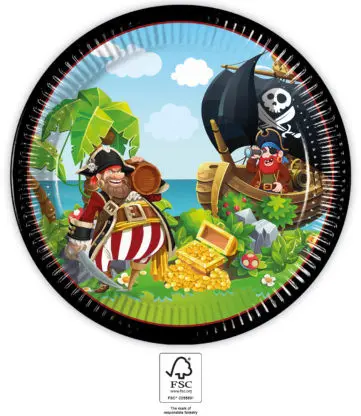 Island Pirates, piratski papirnati tanjuri 8 komada 23 cm FSC fotografija proizvoda
