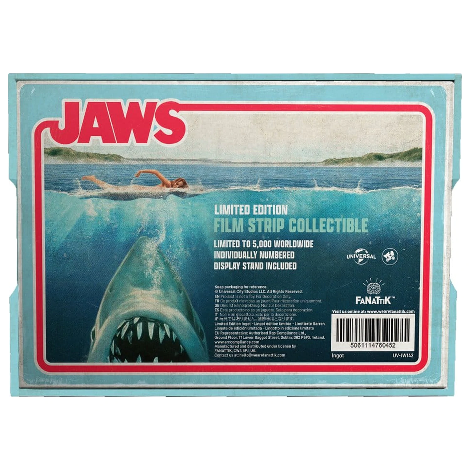 Jaws Ingot Metalna filmska traka kolekcionarsko ograničeno izdanje fotografija proizvoda