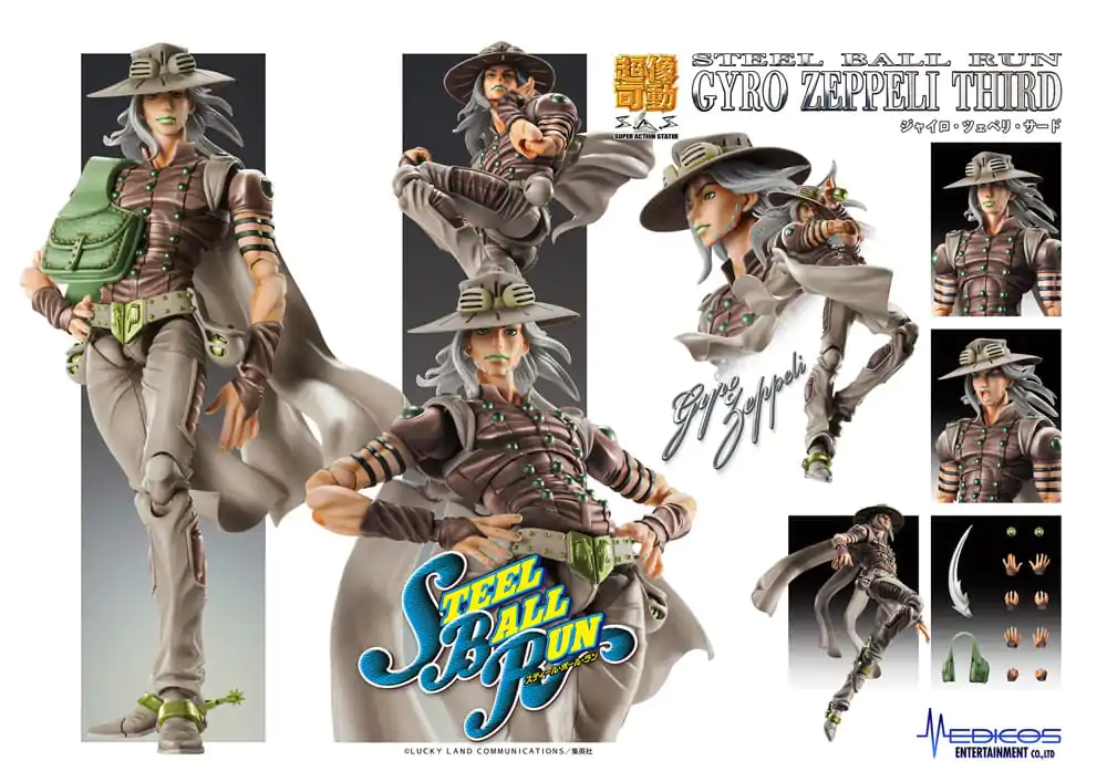 JoJo's Bizarre Adventure Part7 Steel Ball Run Super Action akcijska figura Chozokado Gyro Zeppeli Third 16 cm fotografija proizvoda