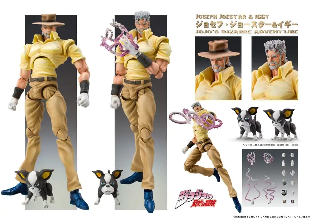 JoJo's Bizarre Adventure Super Action akcijska figura Chozokado (Joseph Joestar & Iggy) (3. izdanje) 15 cm fotografija proizvoda