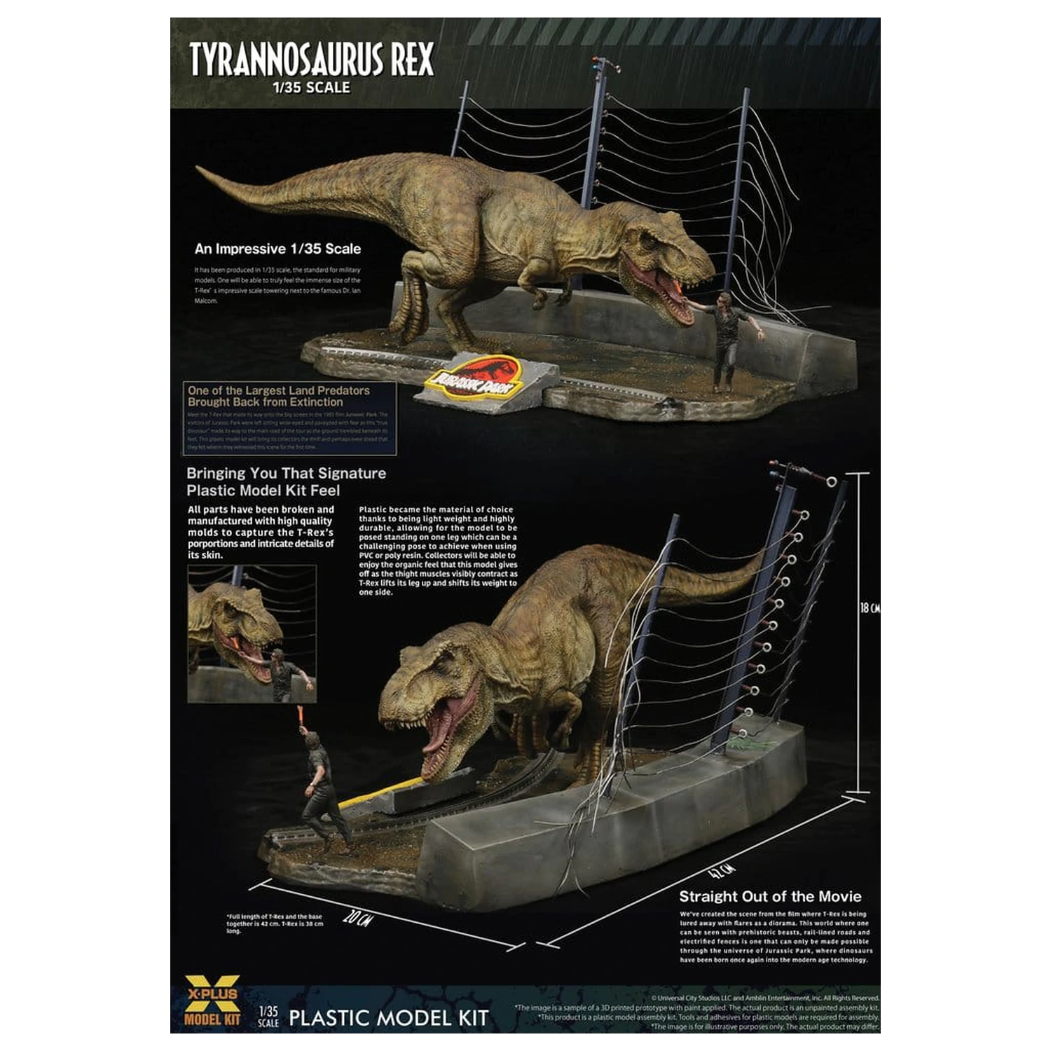 Jurassic Park Plastični Model Set 1/35 Tyrannosaurus Rex 42 cm fotografija proizvoda