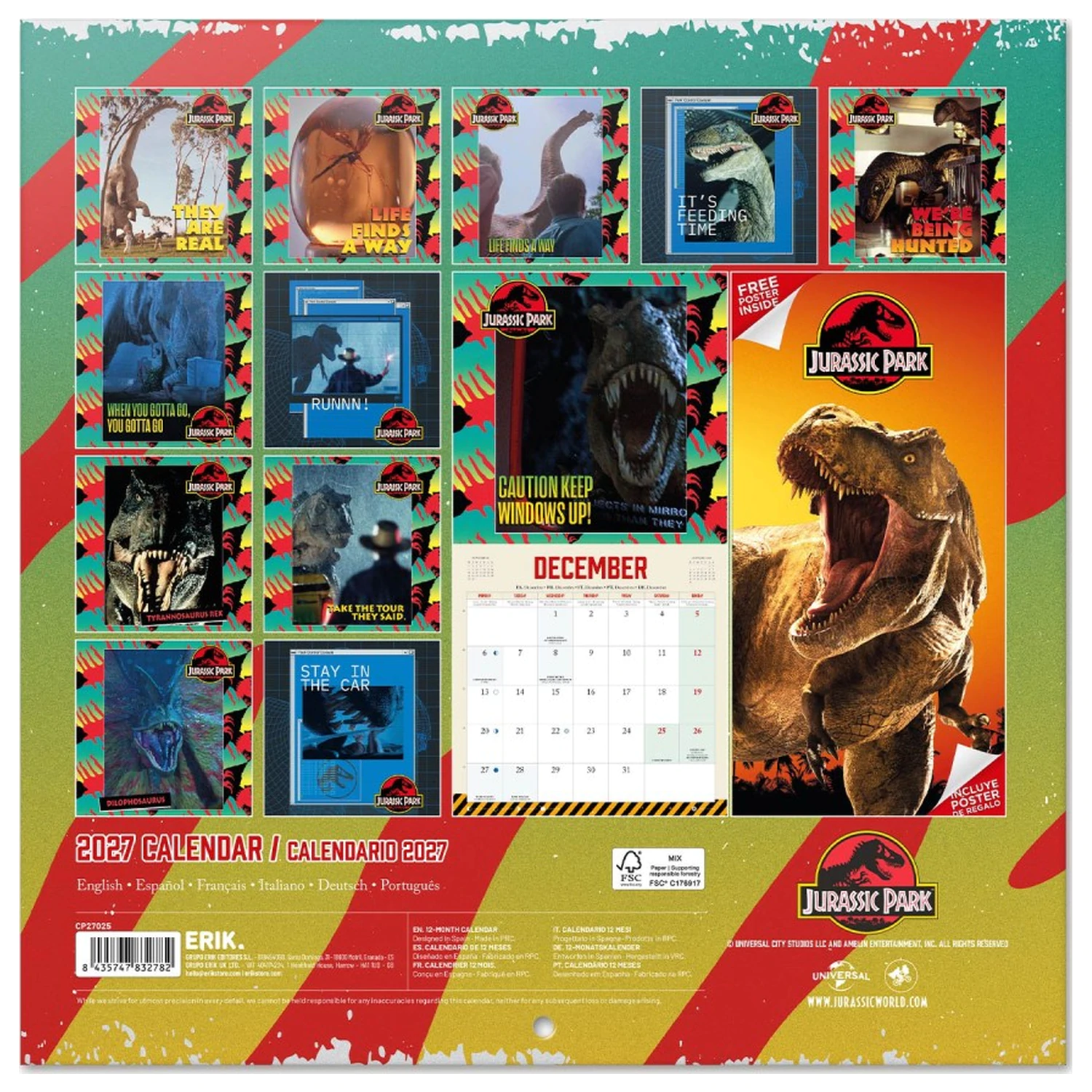 Jurassic Park 2027 Zidni kalendar 30 x 30 cm fotografija proizvoda