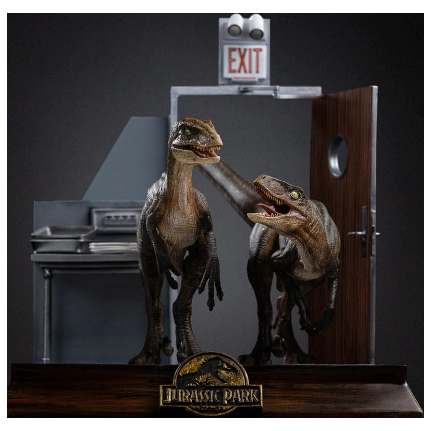Jurassic Park Art Scale Statua 1/10 Raptors at the Kitchen's Door 28 cm fotografija proizvoda