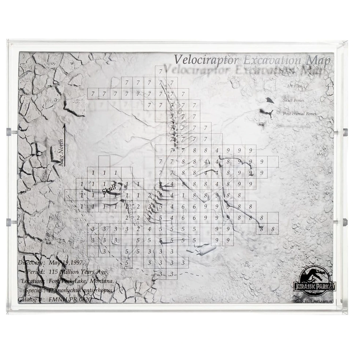 Jurassic Park III Karta iskopavanja Velociraptor 27 cm fotografija proizvoda