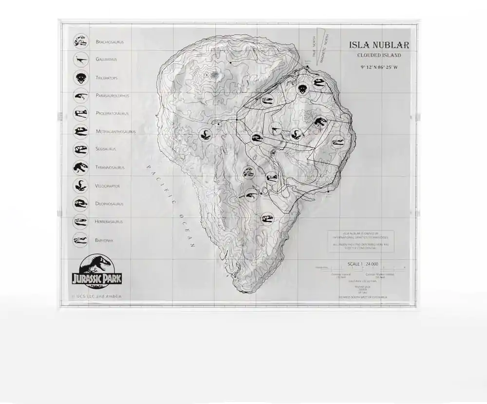 Jurassic Park Topografska Karta Isla Nublar fotografija proizvoda