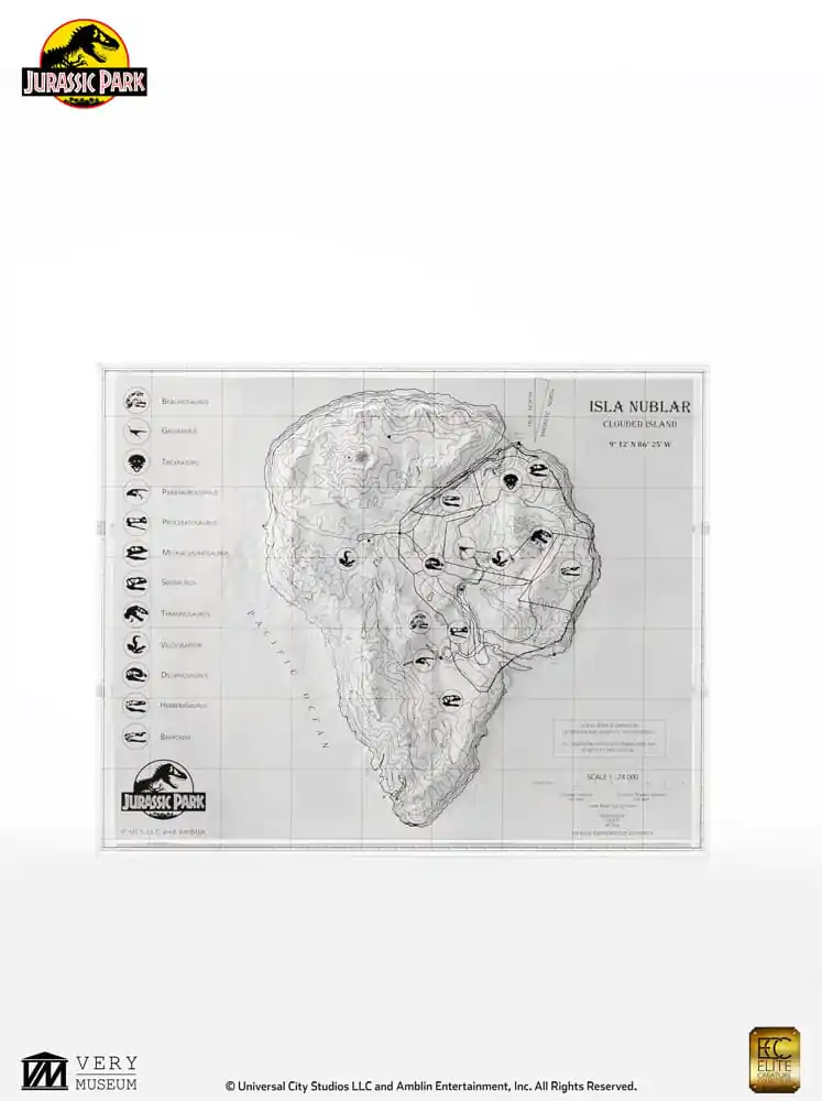 Jurassic Park Topografska Karta Isla Nublar fotografija proizvoda