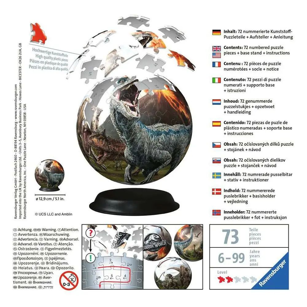 Jurassic World 3D puzzle lopta (72 komada) fotografija proizvoda