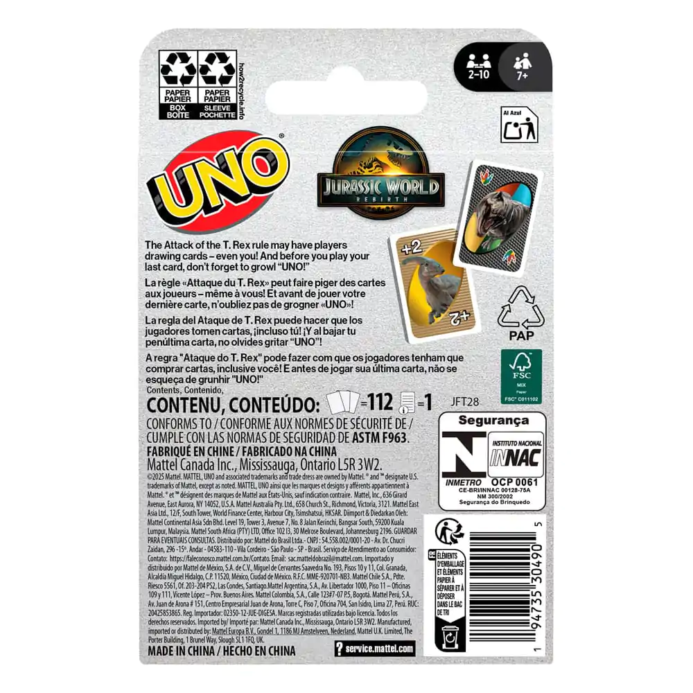 Jurassic World Rebirth UNO kartaška igra fotografija proizvoda