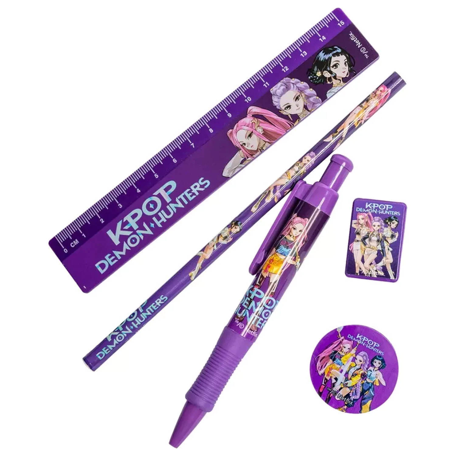 K-pop Demon Hunters Ljubičasti set uredskog materijala 5 komada fotografija proizvoda