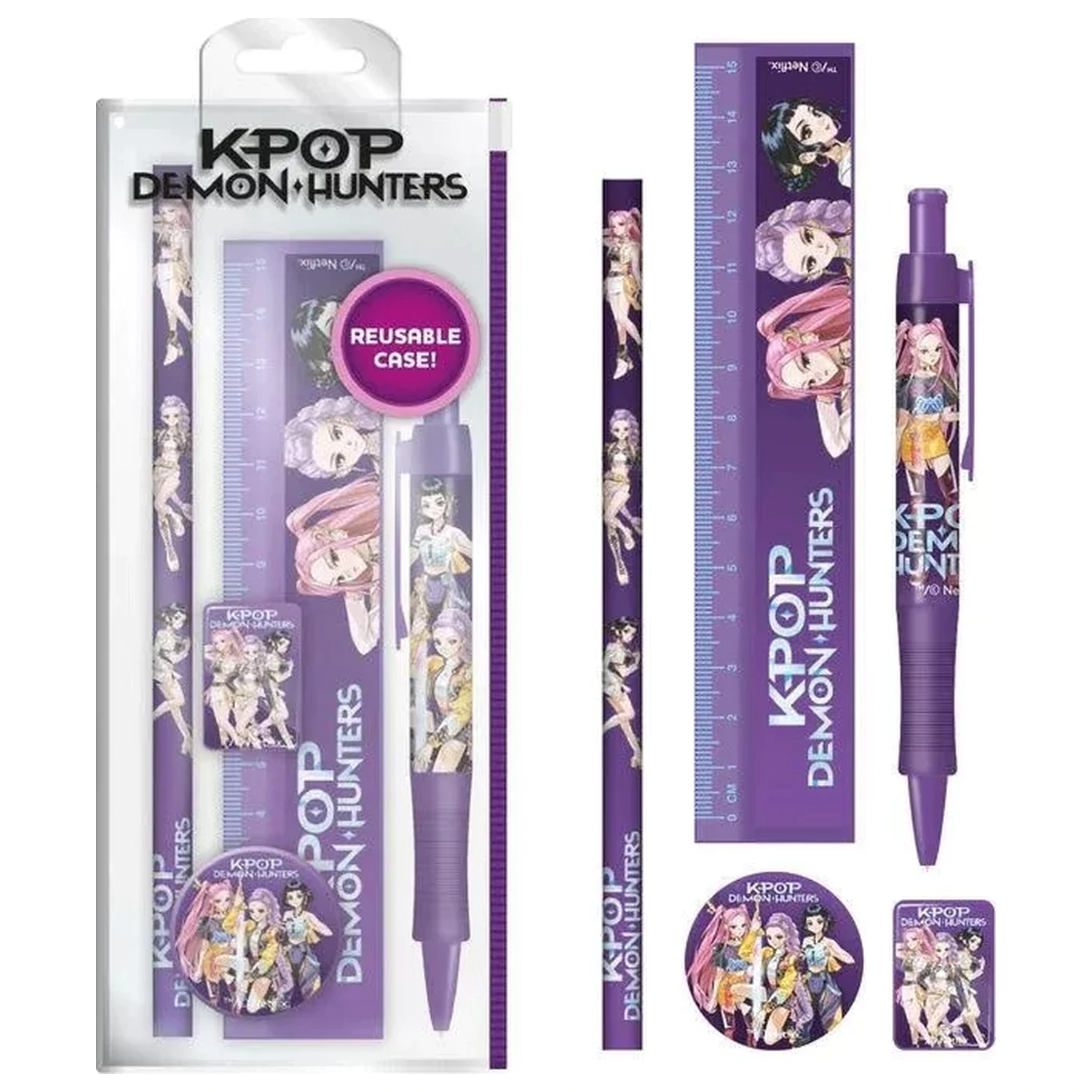 K-pop Demon Hunters Ljubičasti set uredskog materijala 5 komada fotografija proizvoda